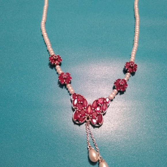 hold till 4-10❣️❣️ FRESHWATER PEARL, NIASSA RUBY NECKLACE❣️❣️ - Picture 7 of 8